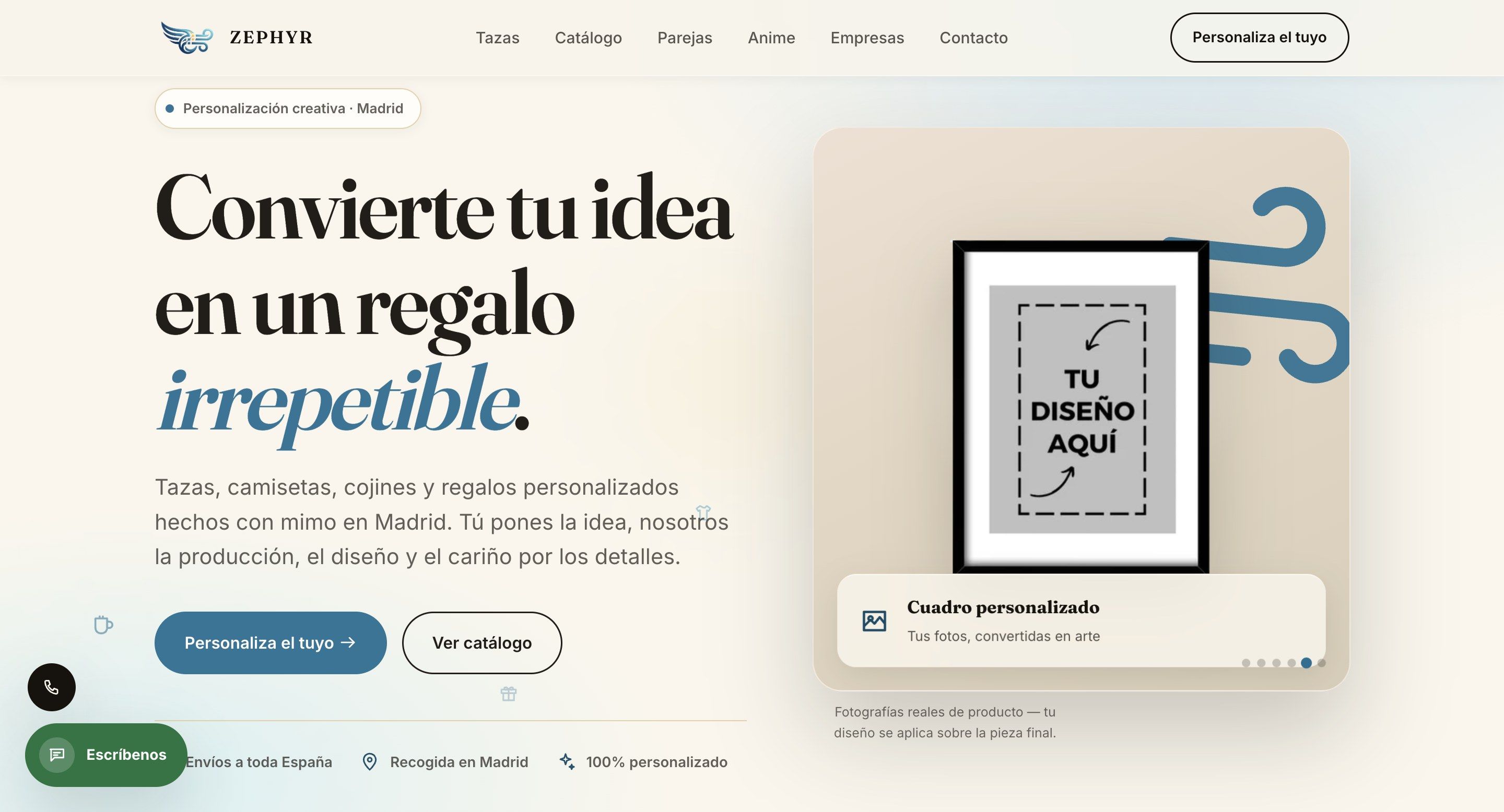 Captura de la web de Zephyr en escritorio